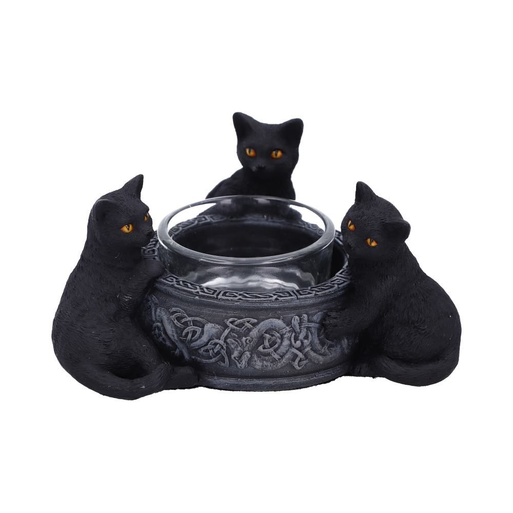 Familiar Trio Cat Tea Light Holder 10cm main image 0